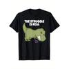 "The Struggle Is Real" Graphic T-Shirt - Slightly Elastic, Round Neck, Short-Sleeve Casual Tee for Men, Perfect for Gym or Casual Attire, Comfort Fit