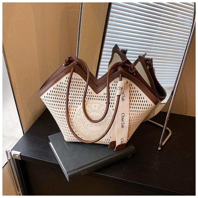 

Вместительная полая сумка женская летняя новая повседневная сумка через плечо популярная текстура сумка-тоут для поездок на работу