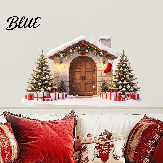 Winter Decoration Sticker Snow House Wall for Christmas Waterproof Holiday Stone Christmas Decals Decal Removable Mural Living Room Bedroom