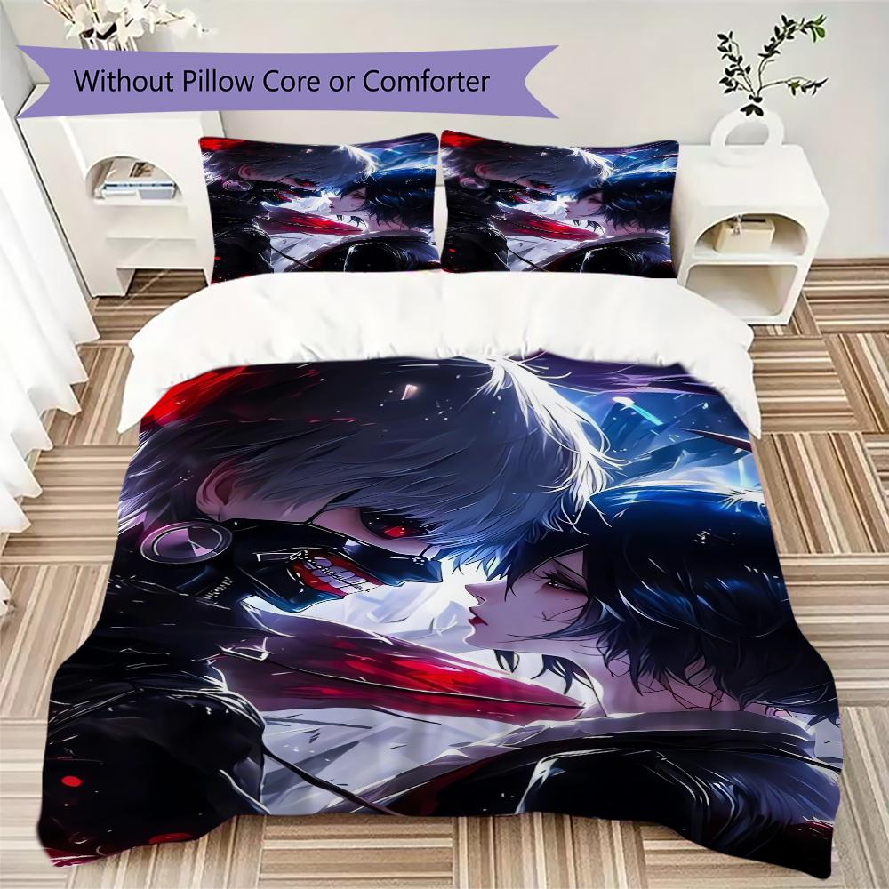Tokyo Ghoul Pattern Bedding uilt Set uilt Cover Pillowcase Home Decoration Birthday Gift (1 * duvet cover + 2 * pillowcase without core)220