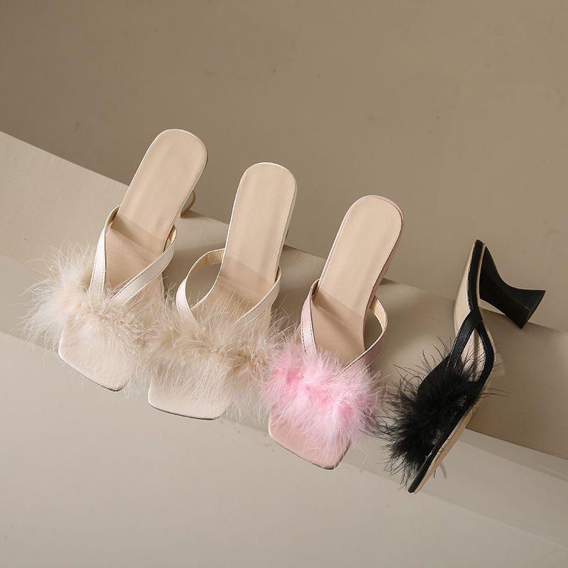 Internet celebrity going out versatile sandals women wear 2025 summer new fashion women's shoes thick heel niche sandals Mao Mao slippers