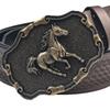 Men's Fashionable Denim Belt with Embossed Horse & Floral Design – Retro Casual Leather Accessory