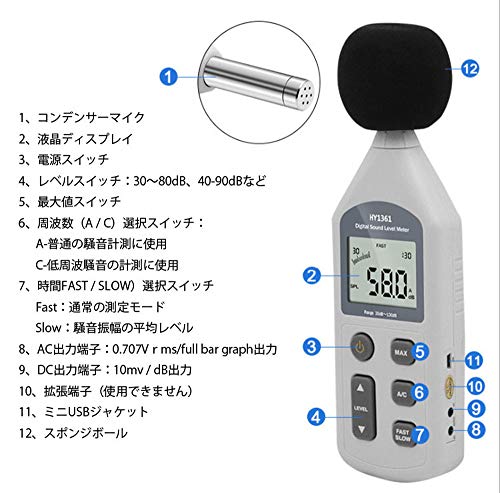 TATUM Digital Sound Level Meter, Noise Data Logger, Real-time Measurement Results Output to PC, 0.1dB Accuracy, Sound Meter