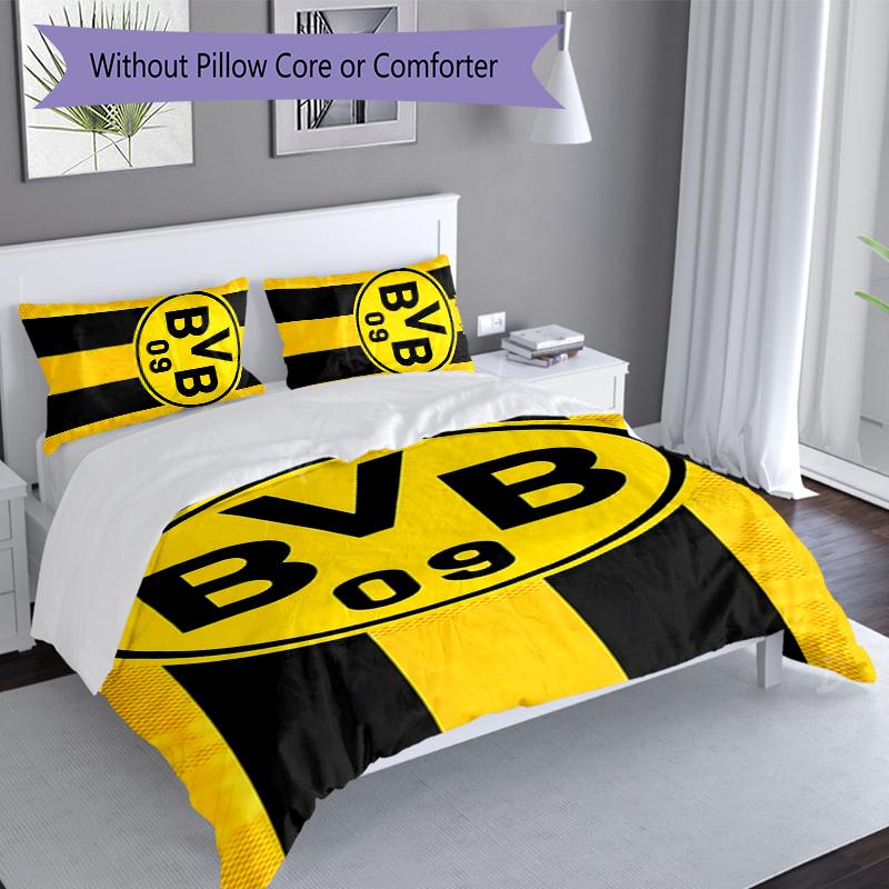3pcs Borussia Dortmund Duvet Cover Set, Includes 1 Duvet Cover and 2 Pillowcases,Skin-Friendly&Comfortable Fabric,Suitable Bedding Sets