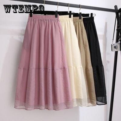 Vrouwen Swing Tule Rokken Vrouw Elegante Geplooide Tutu Hoge Taille Effen Kleur Rok Vrouwelijke Kleding