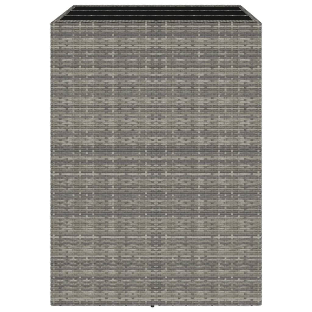 Bar Table with Glass Top Grey 105 x 80 x 110 cm Poly Rattan