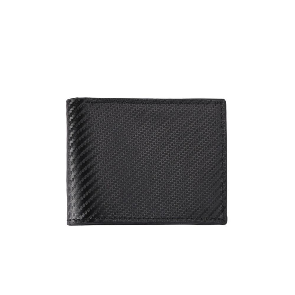 

PU Leather Men s Short Wallet Black Carbon Fiber Pattern Retro Coin Purse Large Capacity Two-fold Slim Money Bag Men Women