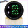 2 in 1 Green LED Digital Fuel Level  Sewage Level Meter Oil Temp Gauge Oil Pressure 0~10 Bar 2" 52mm Voltage for Car Truck Boat