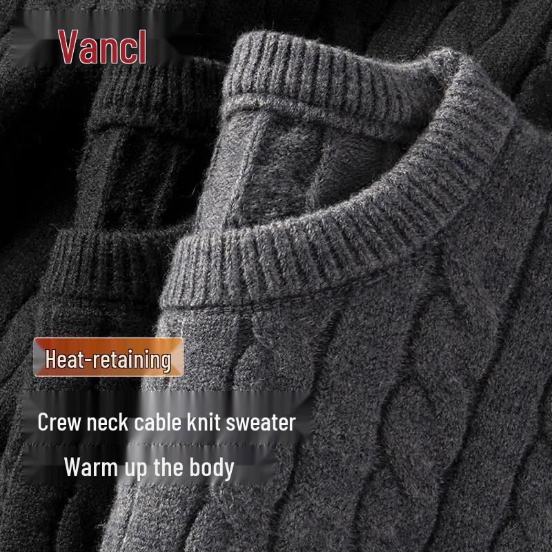 

VANCL Men s Cable Knit Round Neck Sweater L