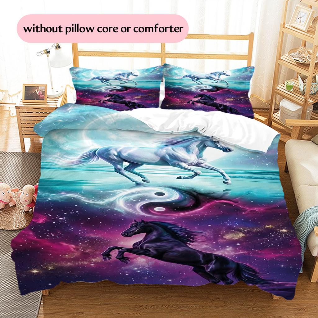 1PC Horse Bedding Quilt Set Quilt Cover Pillowcase Home Decoration Birthday Gift (1 * Duvet Cover + 15 * Pillowcase, Without Core)