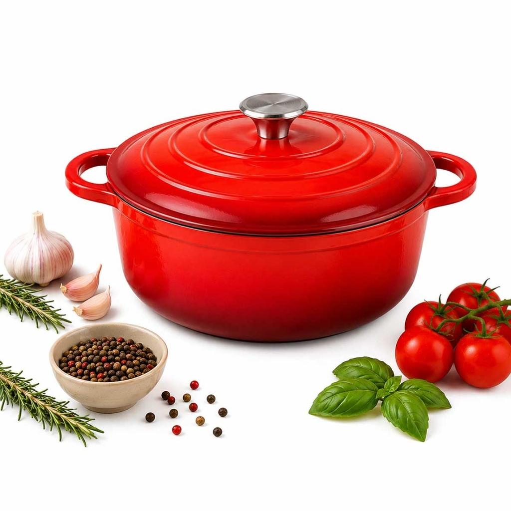 ENAMELED CAST IRON POT 26cm 4.8L RED 7709