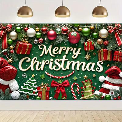 Zelené Červené Veselé Vánoce Pozadí Santa Sněhulák Velký Banner Venkovní Domácí Zahradní Dekorace pro Vánoční Večírek Novoroční Výzdoba