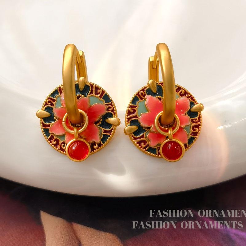 Malowane nauszne mankiety w stylu chińskim: Modne kolczyki color block z niszowym designem high-end