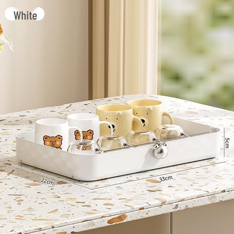 Light Luxury Cup Holder Rack - Large Capacity Kitchen & Living Room Storage with Drain Tray