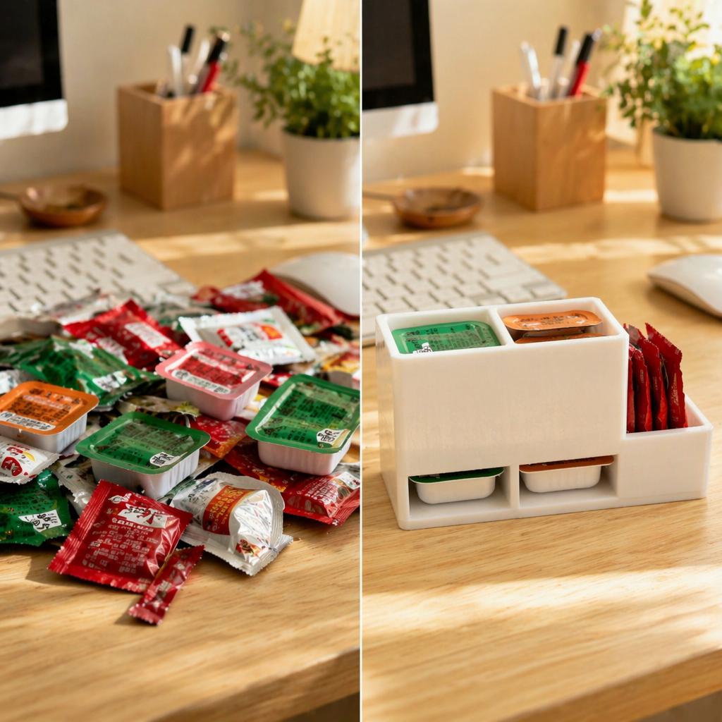 White Multi-Grid Condiment Caddy Kitchen Counter Seasoning Organizer Dining Table Sauce Packet Storage Holder
