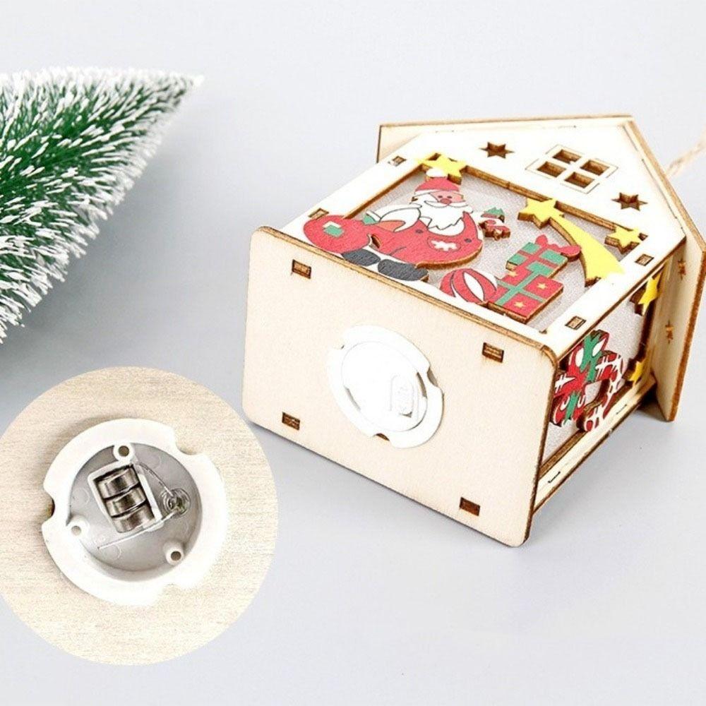 Creative Colorful Christmas LED Light Wooden House Cute Decorative Luminous Cabin Mini Wooden Luminous Huts Gifts