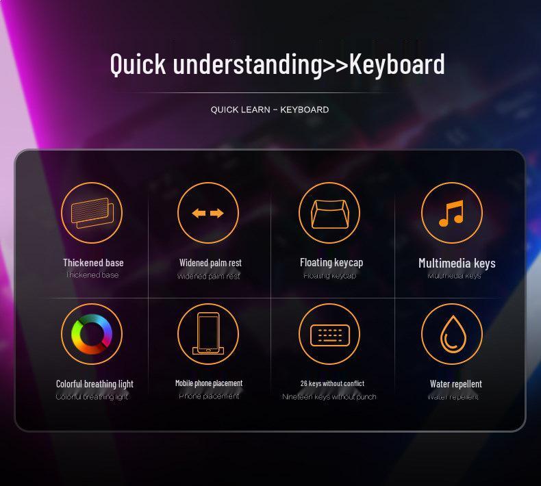 Inphic K2 Wired Keyboard & Mouse Set: Silent, Ergonomic Design for Office & Gaming.