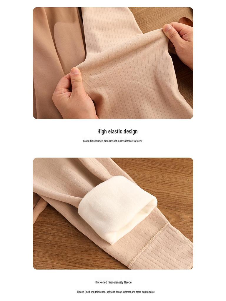 Herren Mid-Rise Warme Baumwollhose mit geripptem Schriftzug - Elastisch, strapazierfähig, kältefestes Baselayer für Herbst/Winter.