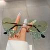 1/2 Pairs Heart Shaped Sunglasses with Rhinestones Women Fashion Rimless Rave Shades Trendy Original Design Sun Glasses