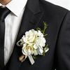 Yousheng White Wedding Flower Rustic Bridal Groom Boutonniere for Bride Bridesmaid Groom Groomsman Western Silk Flower
