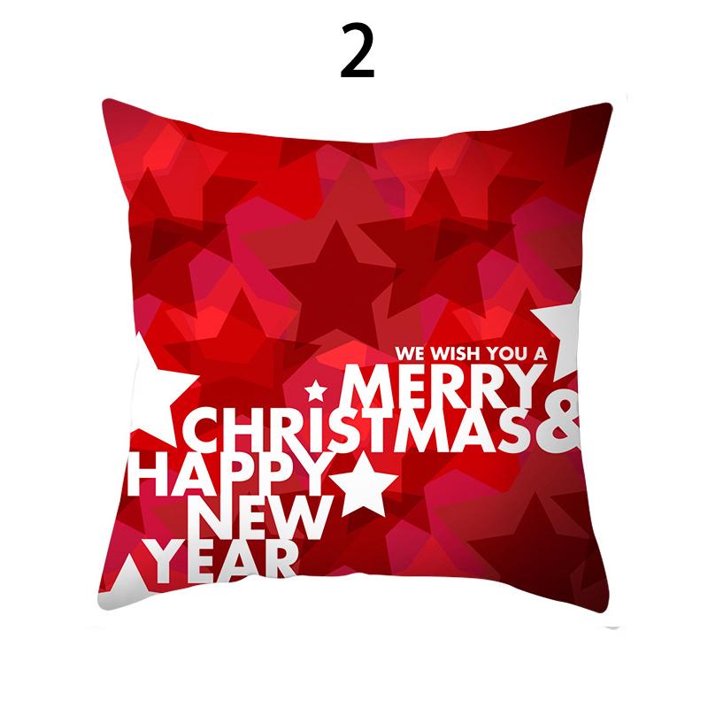 Merry Christmas Cushion Cover Xmas Pillowcase Happy New Year Navidad Santa Claus Red Pillow Cover Ornament Gifts Home Decor
