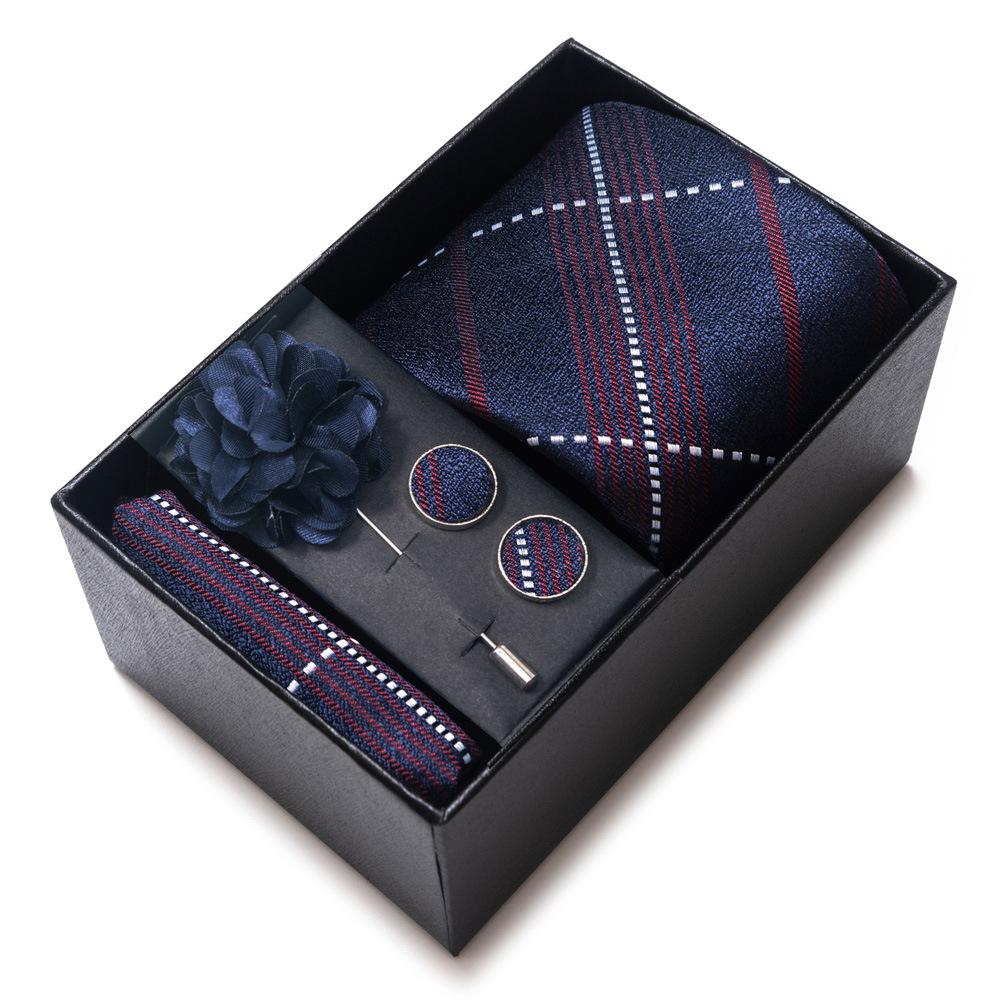 Tie Men'S Suit Accessories Cufflinks Square Scarf Corsage Tie Premium Suit Gift Box Packaging