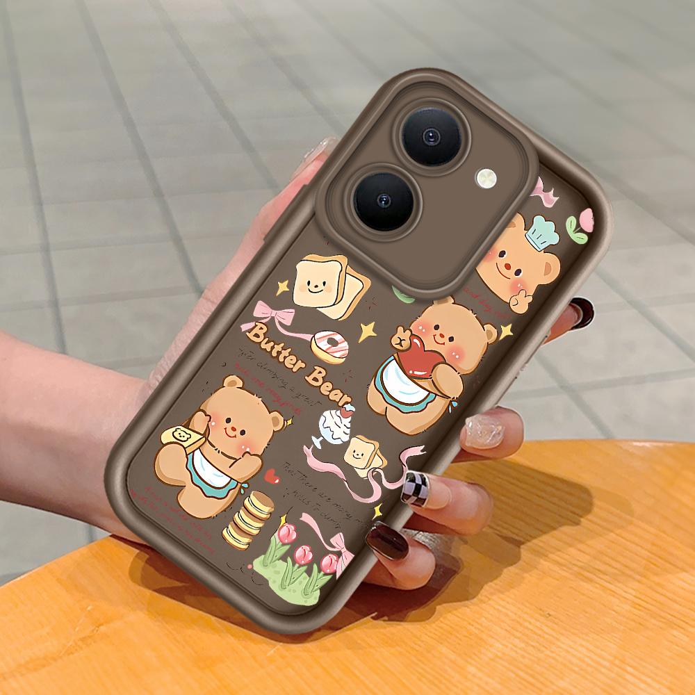 Soft Silicone Square Ladder Printing Pattern Phone Casing Full Cover Camera Shockproof Protection Rubber Case for Vivo