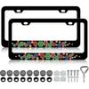 Cute Pink Strawberry License Plate Frames Holder - 2 Pack Fruit Pattern License Plate Holder Universal Aluminum Metal Rust-Proof Waterproof Car