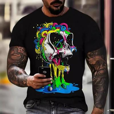 Men's Summer Versatile T-shirt 3D Printed Fashionable Short Sleeved Top Casual Men's Short Sleeved Tee Shirts