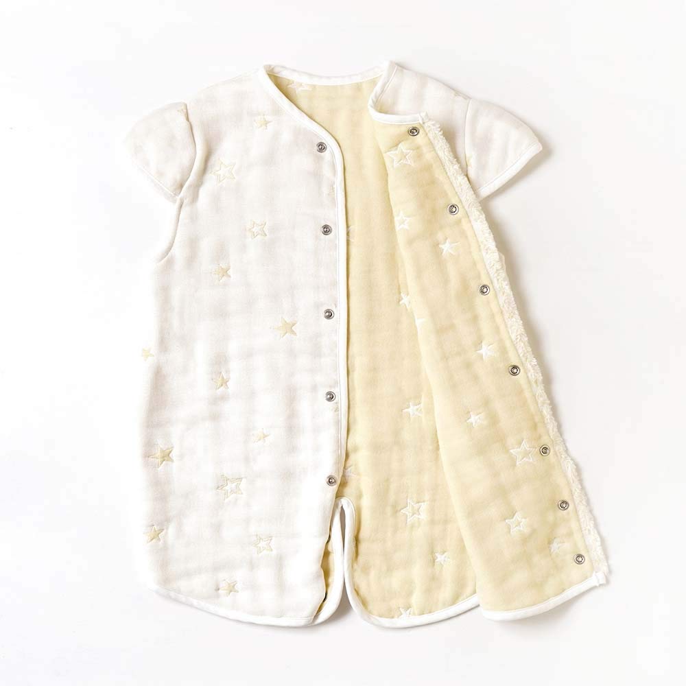 10mois Fluffy Gauze Baby Sleeper with 58cm For Newborns To 3 Years Old (Dimois) (6-Layer Gauze) 2-Way Sleeves, 100% Cotton, Ecru, Length,