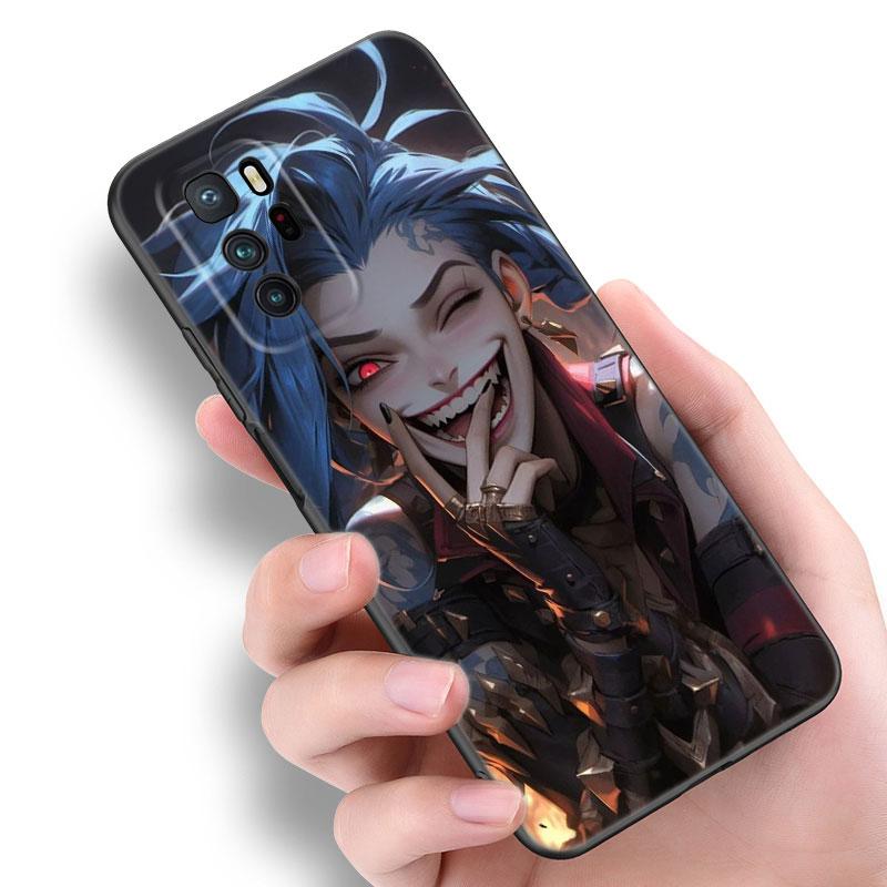 Arcane Jinx Anime Black Silicone Phone Case For Xiaomi POCO X3 X4 NFC F5 M3 M4 M6 X5 X6 Pro F3 F4 GT 5G C55 C65 M5
