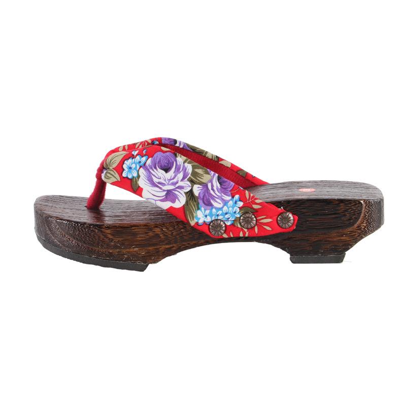 Women's Japanese Style Non-slip Wooden Flip Flops, Paulownia Flat Bottom Toe Post Sandals, Wear-resistant Clogs with Medium To High Sole.