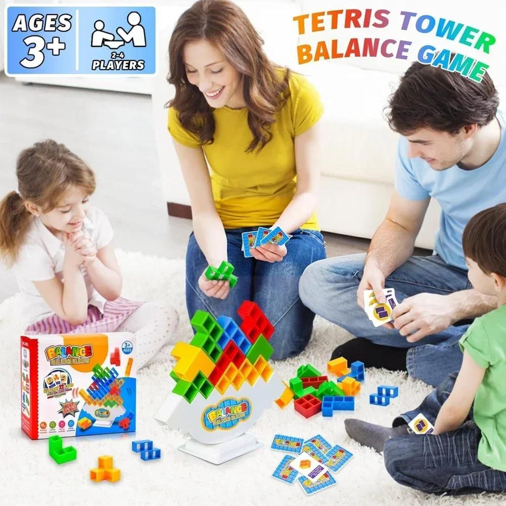 64 Building Block Toys Russian Building Blocks Tetra Tower Game Children Swing Balance Stacking Table Game for Kids & Adults
