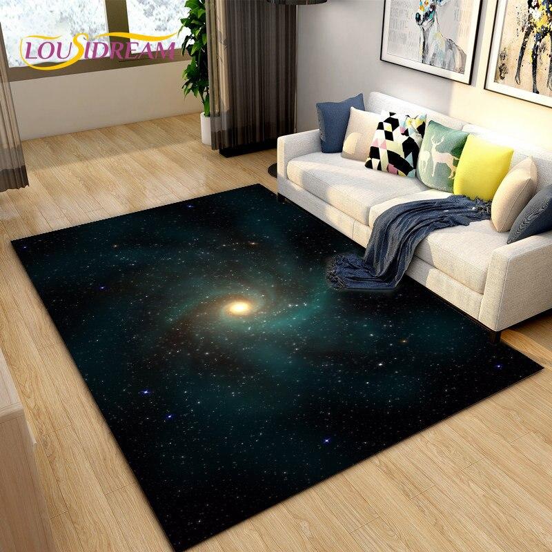 Galaxy universo espaço estrelas área tapete, tapete para sala de estar decoração do quarto das crianças, crianças brincam rastejando tapete antiderrapante