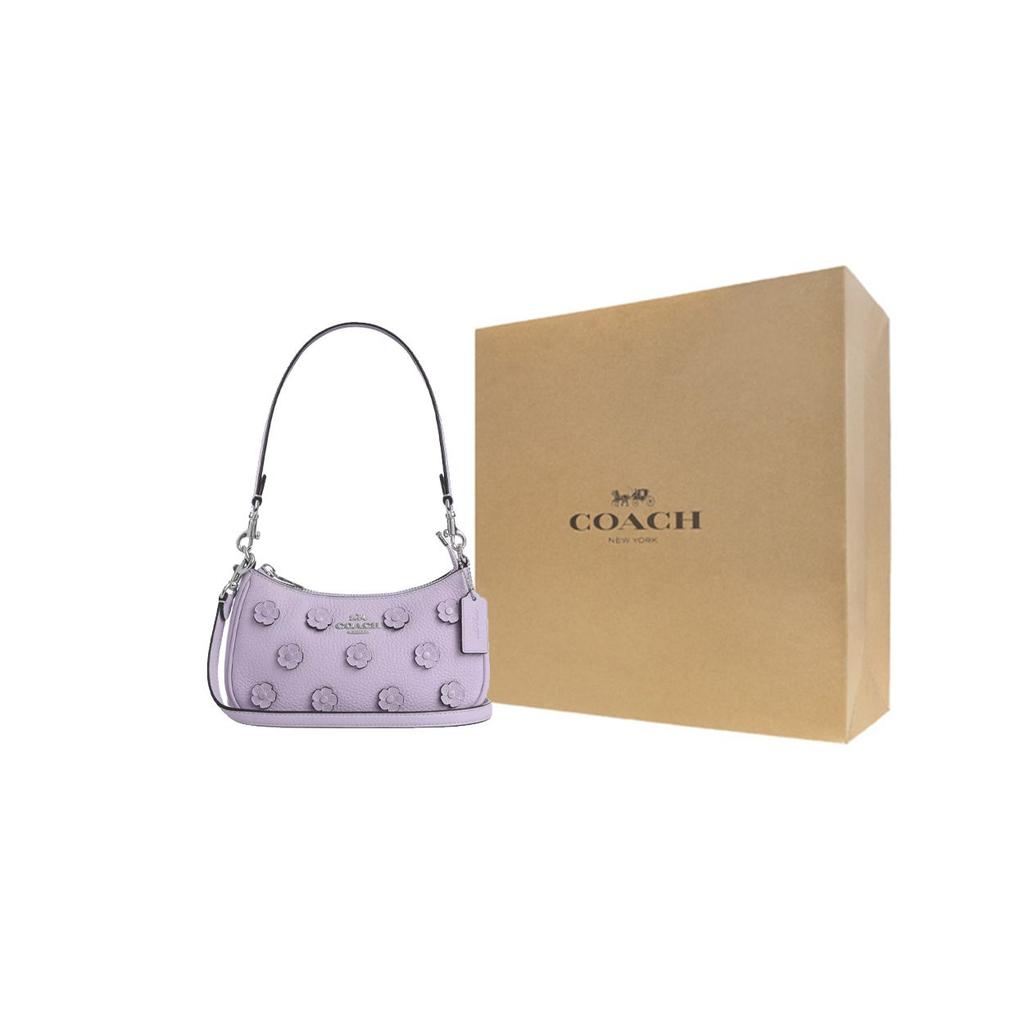 Coach Teri 20 Marke Logo Abnehmbar Kieselsteinleder Crossbody Umhängetasche Klein Damen Umhängetasche Lila CAJ98-SVLL