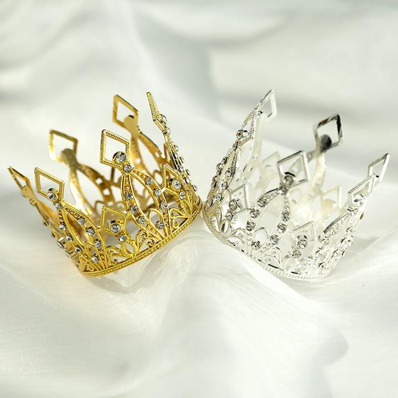 Flowers and Decorations Birthday Baking Crown Children's Round Performance Studio Crown Pearl Headdress