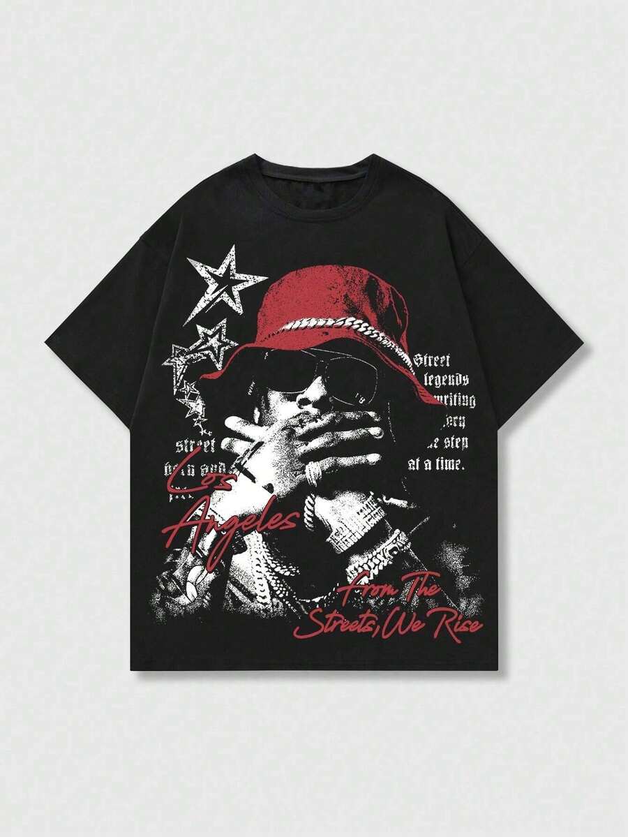Cotton TShirt American Retro Street Legend Slogan High Street Wind Pattern TShirt Y2K Street S