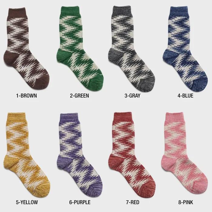 [Select Color 3-Pack][8 Colors] work#23 / Jacquard Pattern Color Block Fashion Socks