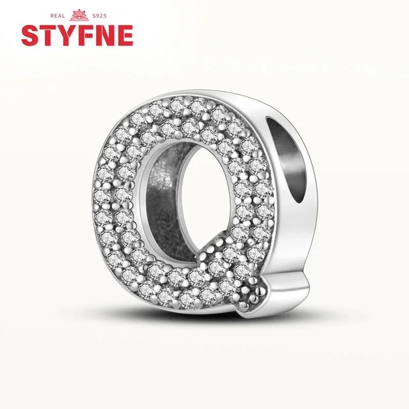 Kupfer 26 Buchstaben Glänzend Zirkon Alphabet Anhänger Perle Passend Original Armband DIY Feiner Schmuck Geschenk Für Frauen Machen