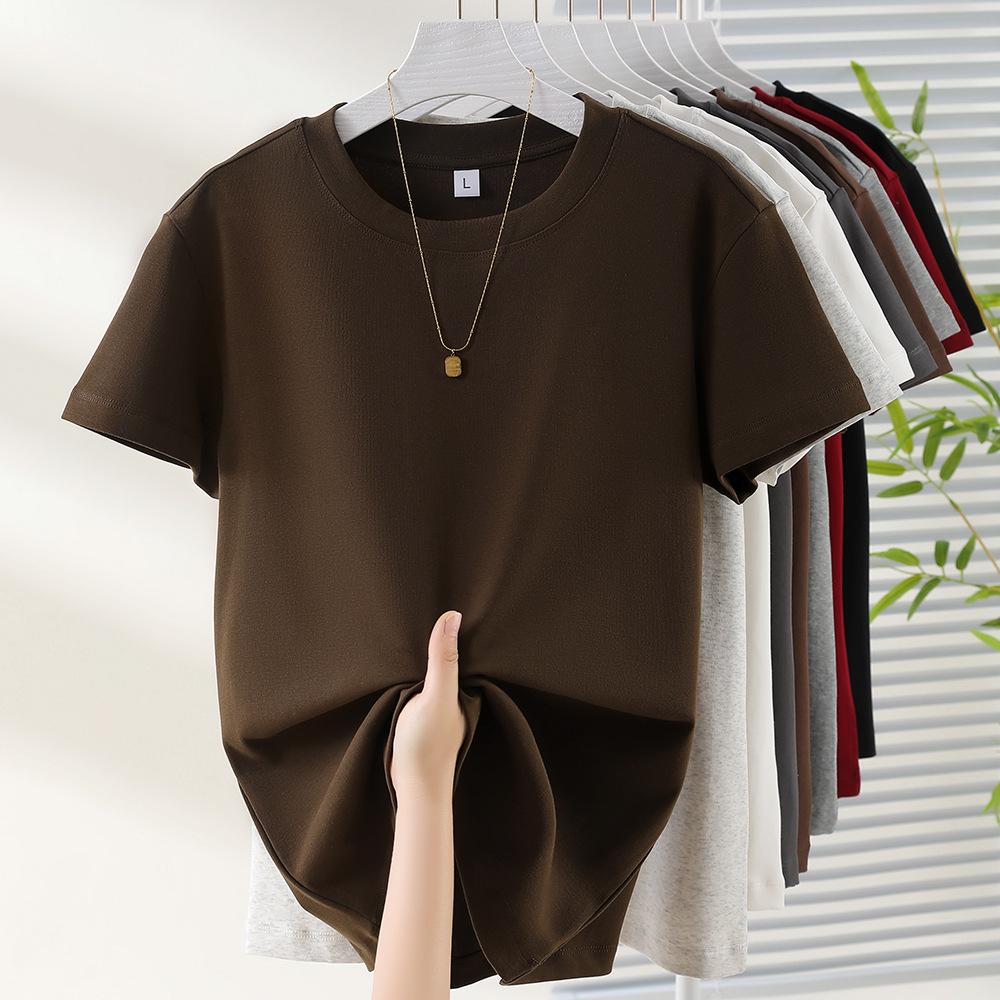 Women's Ribbed Cotton Round Neck T-Shirt - Short Sleeve, Casual Slim Fit, Summer Essential