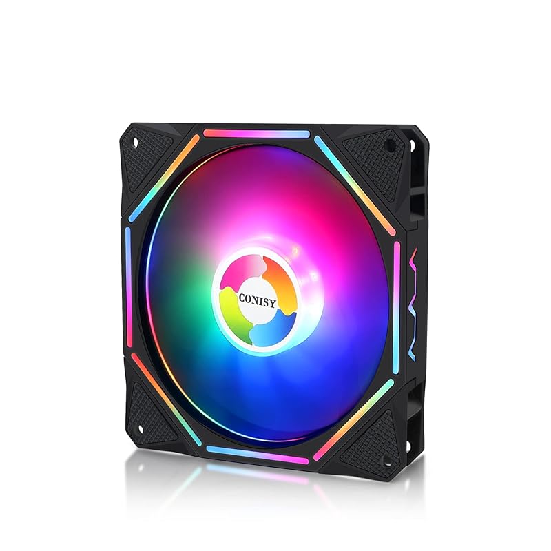 Conisy RGB LED Series 120mm Case Fan for Computer Case, Unique Ultra Quiet Long Life Gaming PC Cooling Fan - Colorful (1PCS) RGB