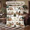 Winter Snow Theme Throw Blanket Custom Name Text Personalized Blanket Soft Cozy Blanket for Home Sofa Bed