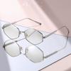 Shiny Gold Geometric Sunglasses: Gradient Pink Lenses, Retro Octagon Frame for Beach & Fashion Outfits