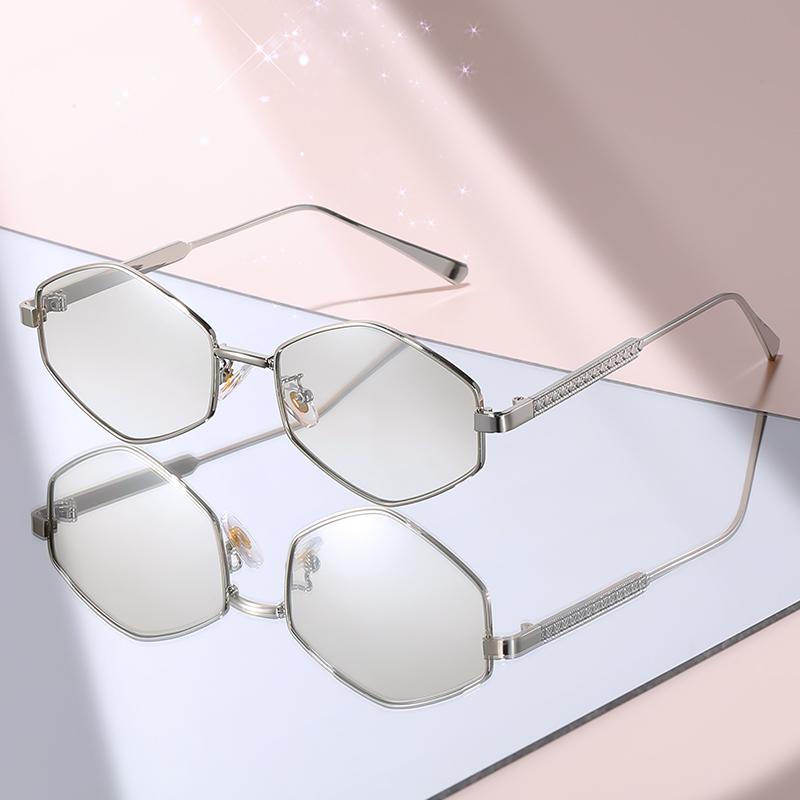 Attractive Glasses Women's Champagne New Shiny Gold Geometric Sunglasses: Gradient Pink Lenses, Retro Octagon Frame For Beach & Fashion Outfits