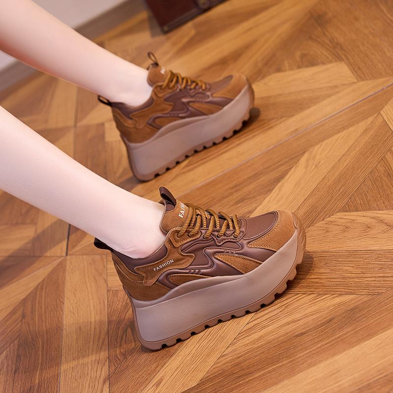 Dad Shoes Girl 2025 Autumn New Soft Leather Muffin Platform Sole Casual Forrest Gump Shoes Versatile Sneakers Tide One Generation