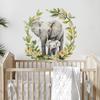 Cartoon Parent-child Baby Elephant Flower Grass and Green Leaf Background Beautification and Decoration Wall Stickers