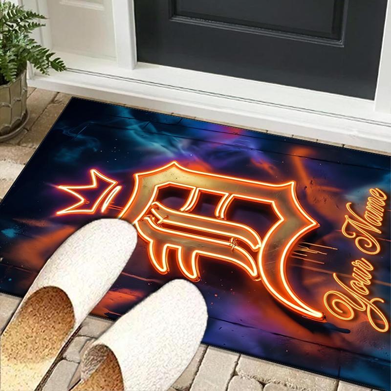 Custom NameDetroit Tigers Emblem Carpet, Indoor Rug, Chair Rug, Living Rooms, Doormat Made From Polyester Home Decor Birthday Christmas Gifts