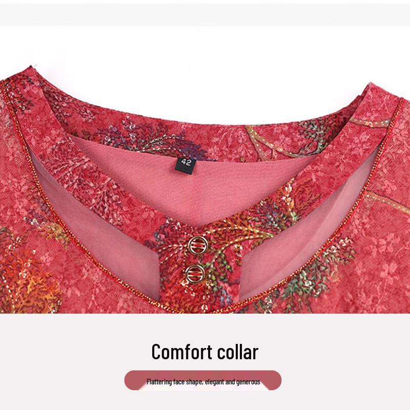 Jianhu Women's Summer Chiffon Short-Sleeve Midi Dress