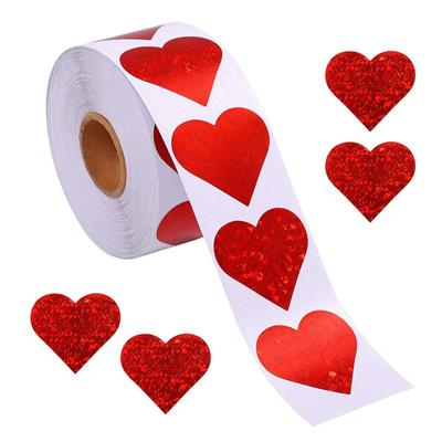 (Nikita) Sevgililer Günü Glitter Kalp ÇıkartmalarıYıldönümleri Düğün için Kalp Çıkartmaları RollHeart Etiketleri(500 Adet / Rulo)