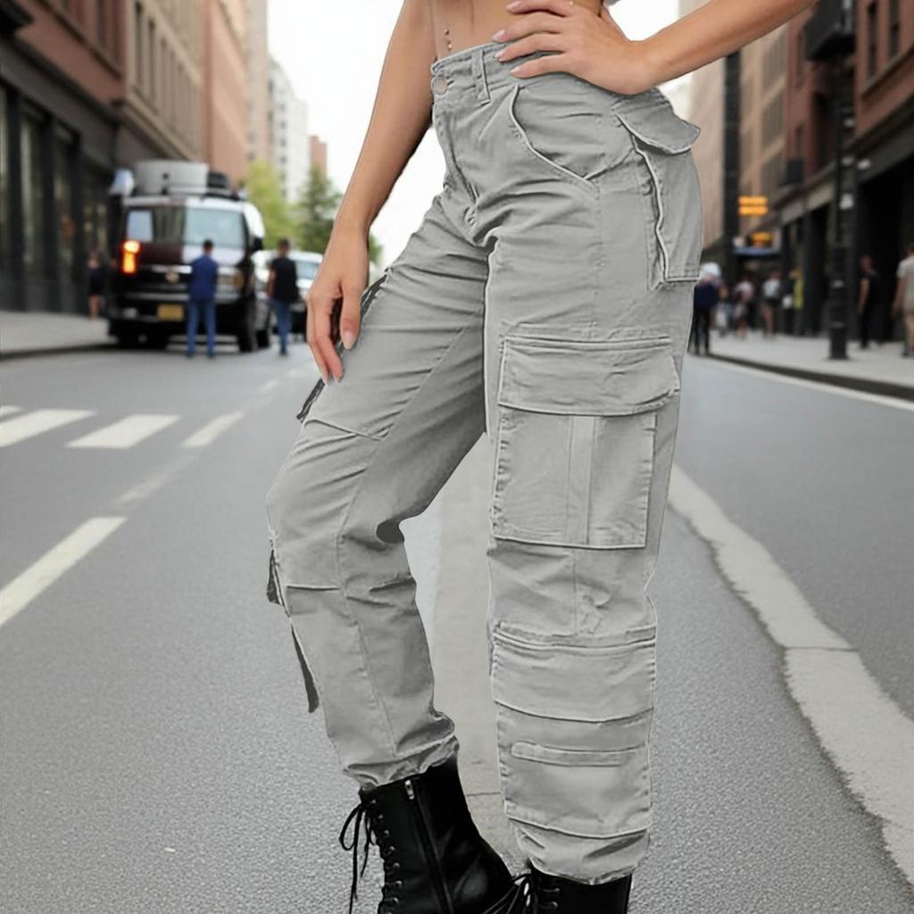 Damen-Arbeitshose mit farbiger Tasche, lässig und modisch, vielseitige Hose